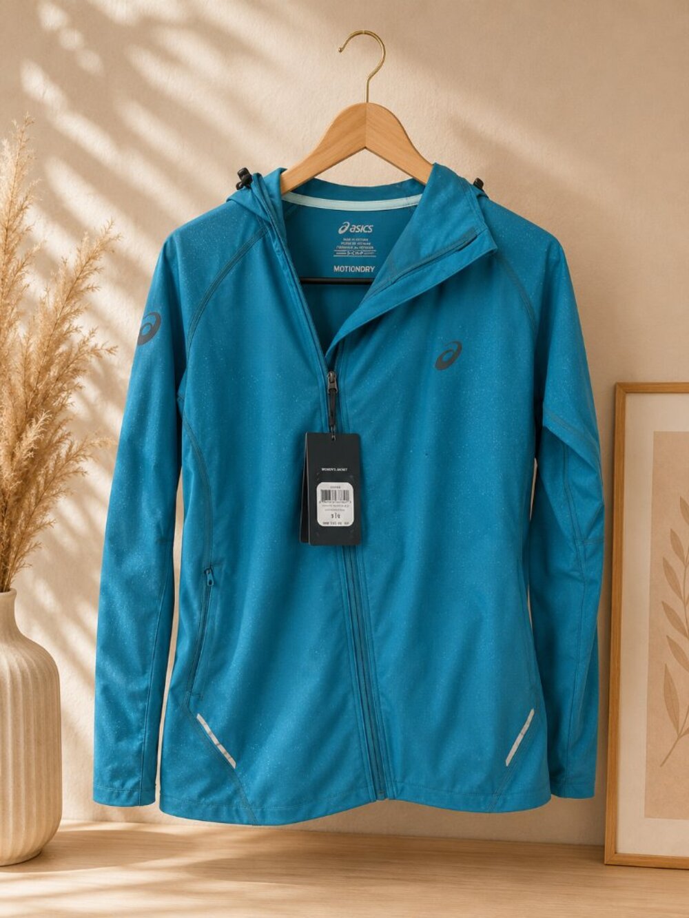 NWT ASICS Motion Protect Softshell Hooded Running Jacket Blue Women's Medium - Picture 1 of 5